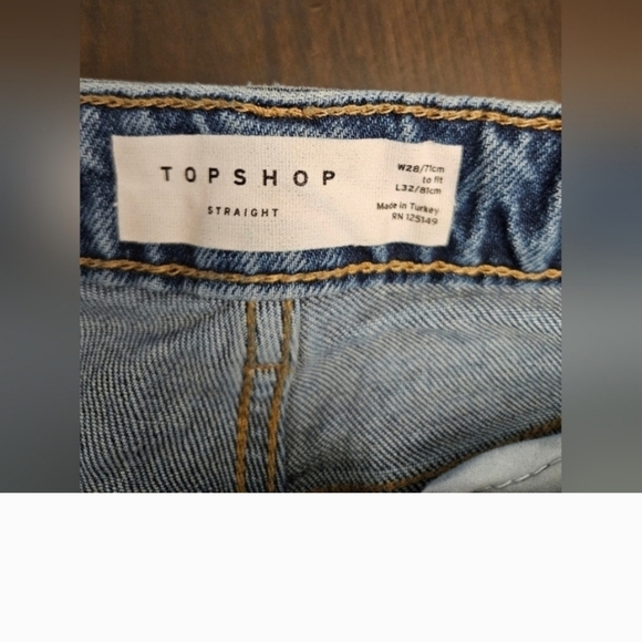 Topshop Cut Off Crops Straight Leg. Ripped. Blue. Size Waist 28 - Picture 8 of 14